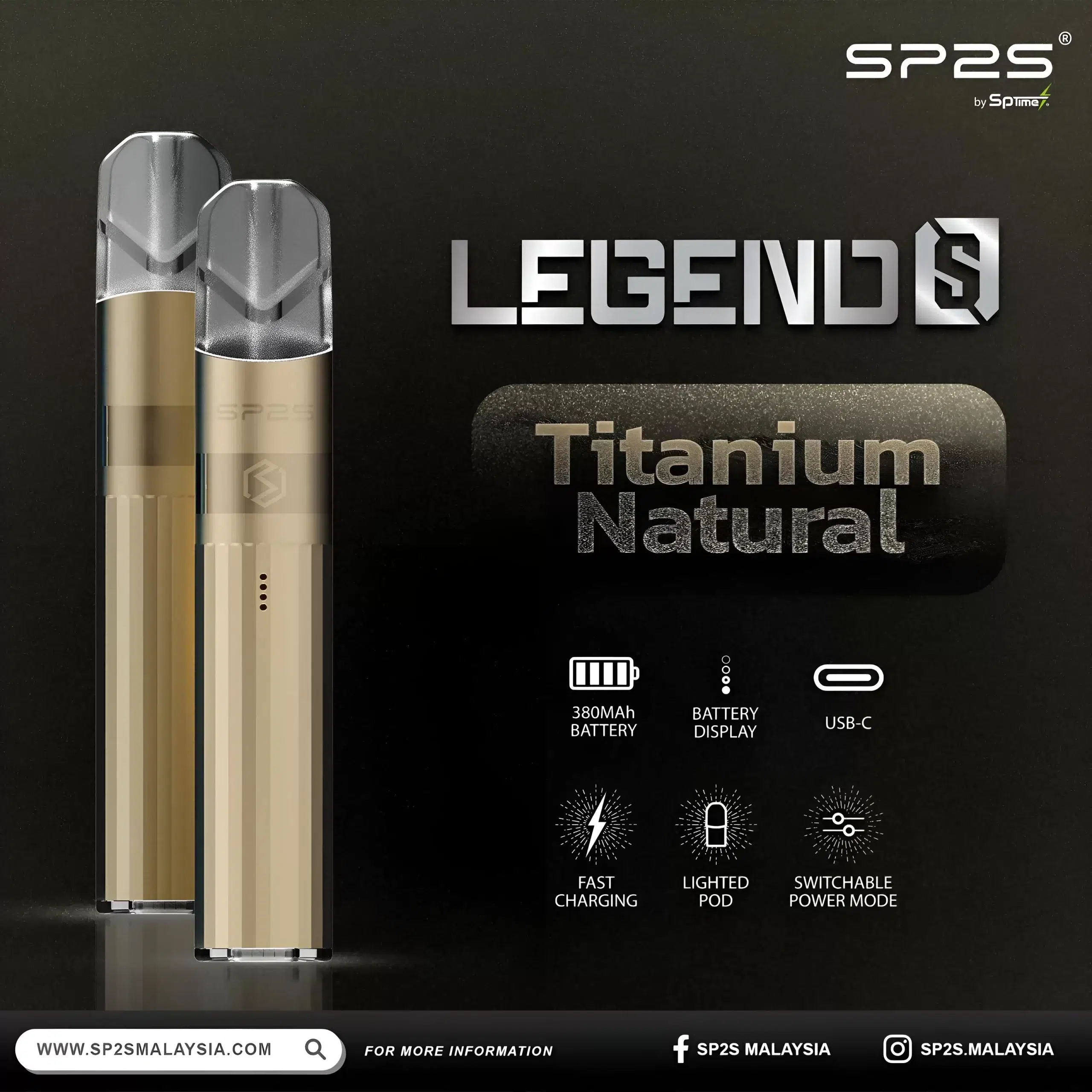 SP2S鈦發光主機/思博睿新款煙桿/通用一代煙彈 2 sp2煙桿